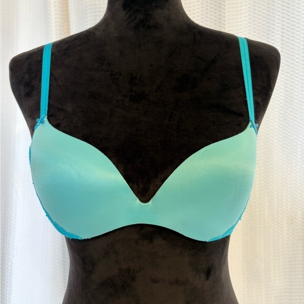 Aerie turquoise blue lace accent bra size 34A